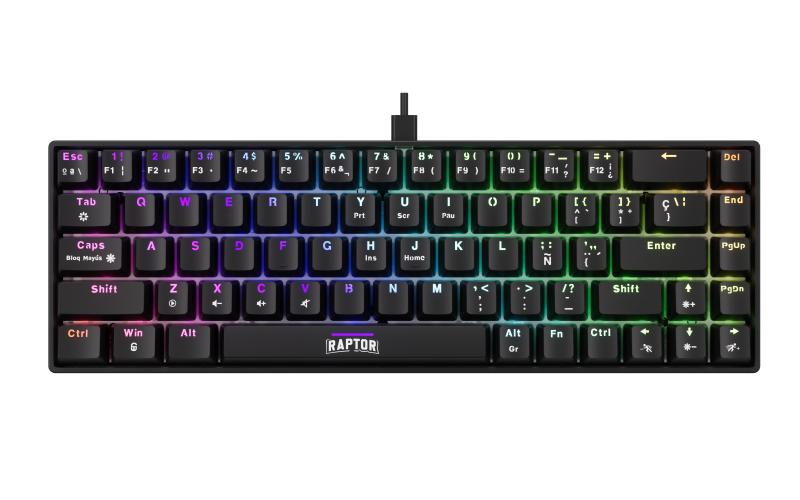 Teclado Raptor Fireclaw M68 Mecanico Retroiluminado Switch Red Outemu (7374)