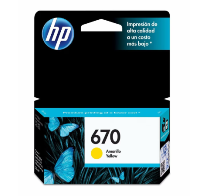 Hp 670 Yellow Ink Cartridge Cz116Al (0016)