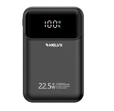 Power Bank Kelyx Mini 10000 Mha Type-C+Usb+Lightning Fast Charge 22.5W Black (7442)