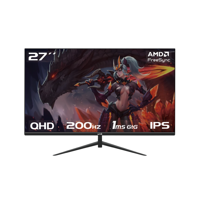 Monitor Gamer Raptor Hawk Eye 27 Frameless Ips Qhd 200Hz 1Ms Hdmi-Dp Negro (3378)